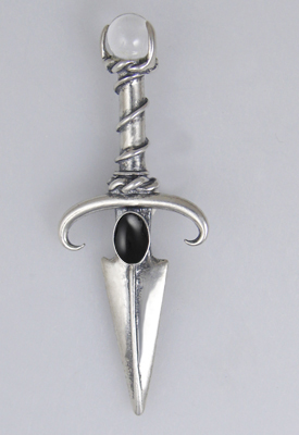 Sterling Silver Black Prince's Knife Dagger Pendant With Black Onyx